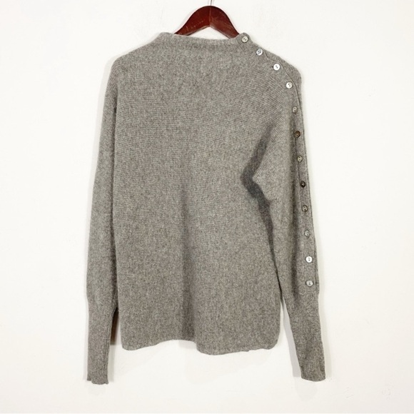 GENTLE HERD Slouchy Knitted Cashmere Tunic Mock Sweater Button Sleeve - Picture 3 of 10